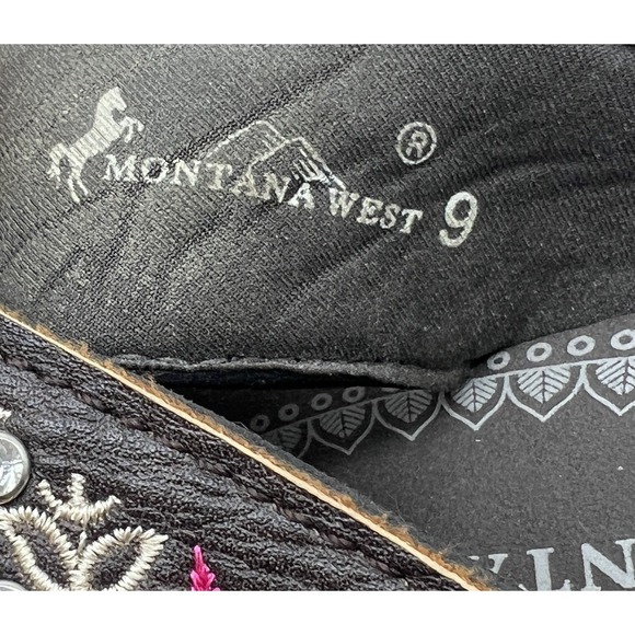 Montana West Flip-Flops Size 9 Brown Turquoise & Rhinestones Sandals - Picture 5 of 6